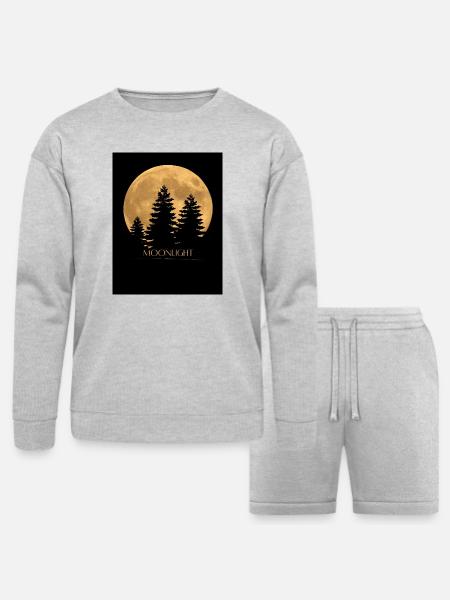 Moonlit Pines Silhouette - Bella + Canvas Unisex Sweatshirt & Short Set - heather gray