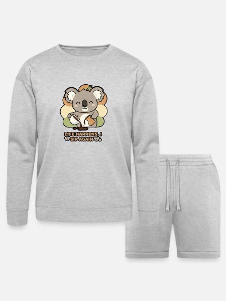 Koala Sips Again - Bella + Canvas Unisex Sweatshirt & Short Set - heather gray