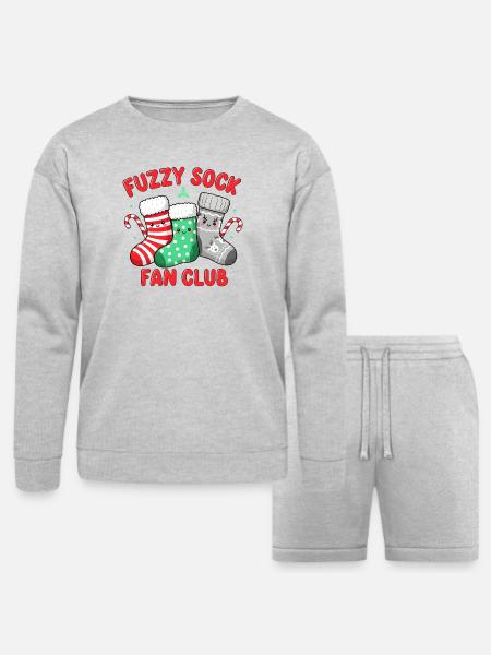 Fuzzy Sock Fan Club - Bella + Canvas Unisex Sweatshirt & Short Set - heather gray