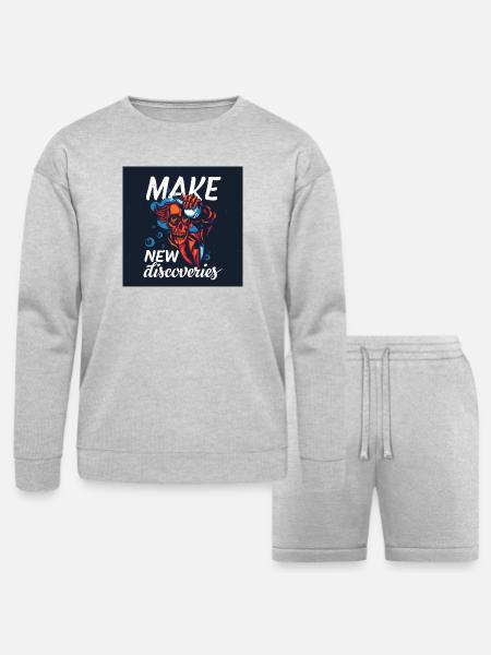 Make New Discoveries Skull Dive - Bella + Canvas Unisex Sweatshirt & Short Set - heather gray