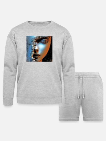 Face of women spater - Bella + Canvas Unisex Sweatshirt & Short Set - heather gray
