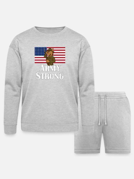 Patriotic Mule Soldier - Bella + Canvas Unisex Sweatshirt & Short Set - heather gray