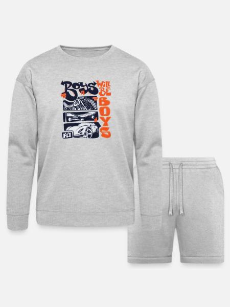 Roys Wheels & Sneakers - Bella + Canvas Unisex Sweatshirt & Short Set - heather gray