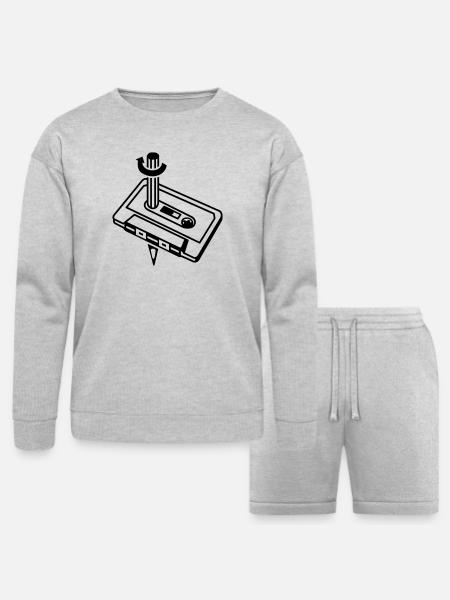 Unique Cassette Mixtape Relationship - Bella + Canvas Unisex Sweatshirt & Short Set - heather gray