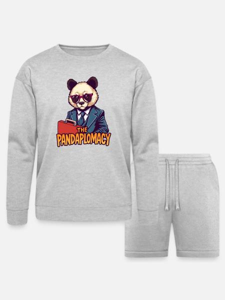 Pandaplomacy Suit Style - Bella + Canvas Unisex Sweatshirt & Short Set - heather gray