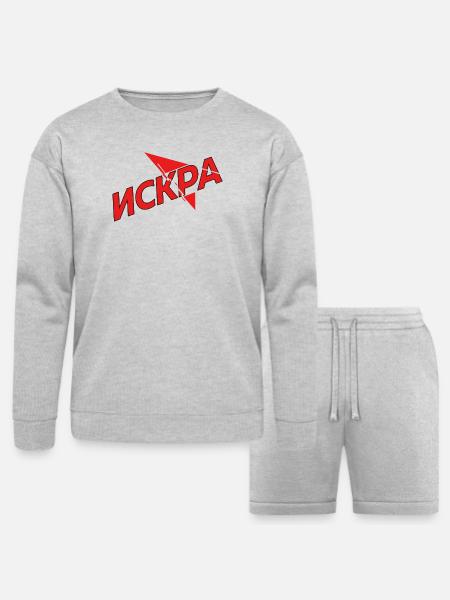 Iskra Red Spark Logo - Bella + Canvas Unisex Sweatshirt & Short Set - heather gray