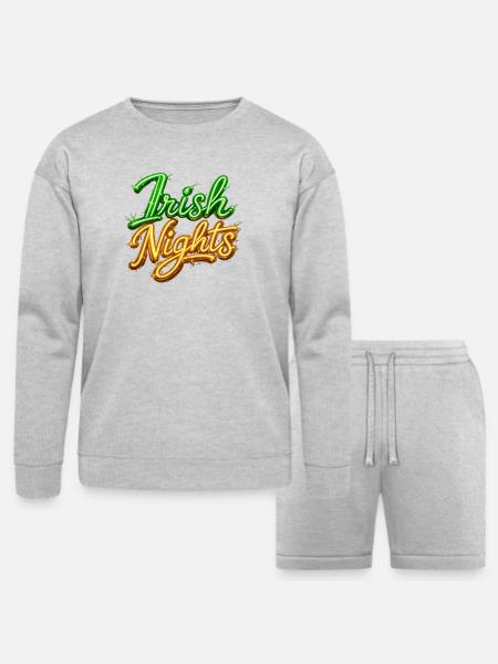 Irish Nights Neon Sign - Bella + Canvas Unisex Sweatshirt & Short Set - heather gray