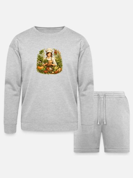 Autumn Harvest Kitchen Charm - Bella + Canvas Unisex Sweatshirt & Short Set - heather gray