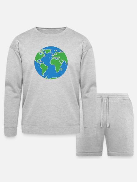 Eco World Map Circle - Bella + Canvas Unisex Sweatshirt & Short Set - heather gray