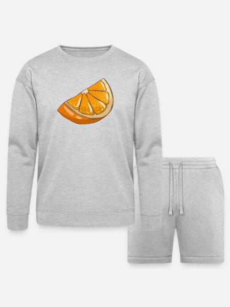 Orange slice - Bella + Canvas Unisex Sweatshirt & Short Set - heather gray