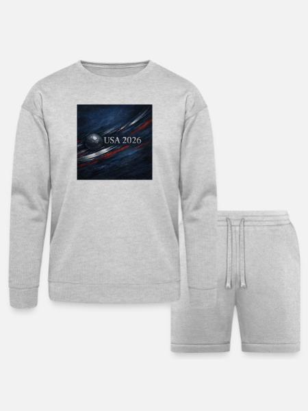 USA 2026 Soccer Emblem - Bella + Canvas Unisex Sweatshirt & Short Set - heather gray