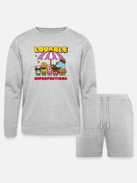 Lovable Hyperfections Umbrella Crew - Bella + Canvas Unisex Sweatshirt & Short Set - heather gray