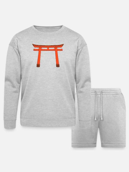Vivid Torii Gate - Bella + Canvas Unisex Sweatshirt & Short Set - heather gray