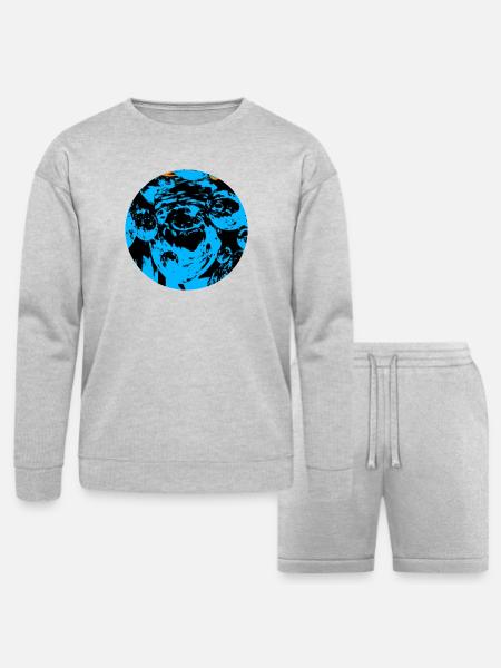 Blue Echo Faces - Bella + Canvas Unisex Sweatshirt & Short Set - heather gray