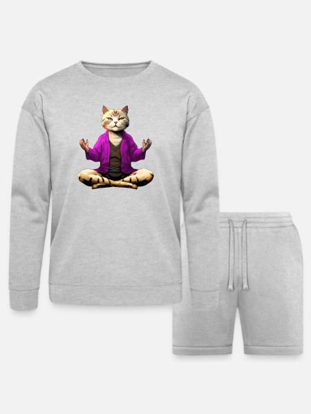 Yogi the Cat - Bella + Canvas Unisex Sweatshirt & Short Set - heather gray