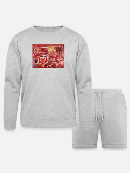 Connected Alone - Bella + Canvas Unisex Sweatshirt & Short Set - heather gray