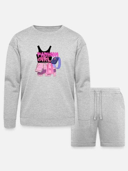 Fashion Girl:Chic and Condident - Bella + Canvas Unisex Sweatshirt & Short Set - heather gray