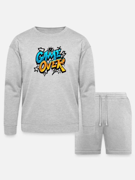 Game Over Neon Splash - Bella + Canvas Unisex Sweatshirt & Short Set - heather gray