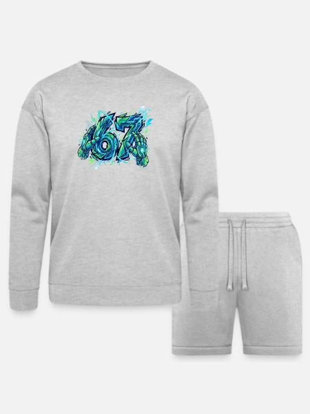 Neon Circuit Vortex Hands - Bella + Canvas Unisex Sweatshirt & Short Set - heather gray