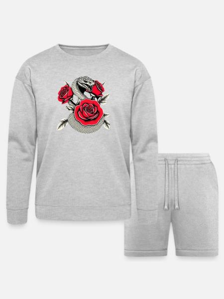 Serpent & Rose Noir - Bella + Canvas Unisex Sweatshirt & Short Set - heather gray
