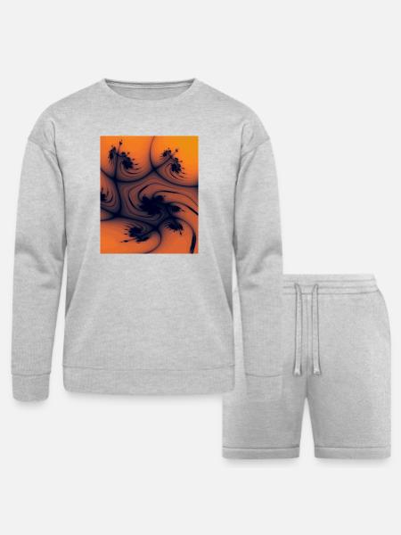 Fractal Flame Swirl - Bella + Canvas Unisex Sweatshirt & Short Set - heather gray
