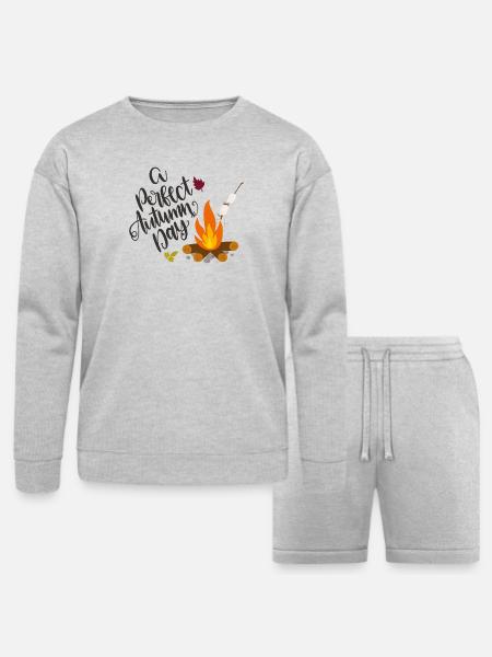Autumn Campfire Cozy Day - Bella + Canvas Unisex Sweatshirt & Short Set - heather gray