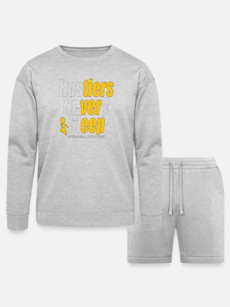Hustlers Never Sleep - Bella + Canvas Unisex Sweatshirt & Short Set - heather gray