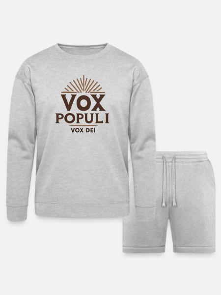 Vox Populi Sunburst Emblem - Bella + Canvas Unisex Sweatshirt & Short Set - heather gray