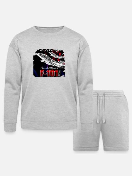 One-Oh-Wonder F-101 Jet Art - Bella + Canvas Unisex Sweatshirt & Short Set - heather gray