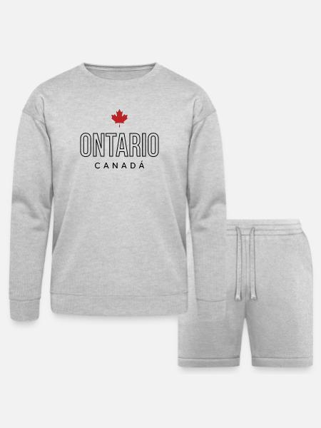 Maple Leaf Emblem on Bold Text - Bella + Canvas Unisex Sweatshirt & Short Set - heather gray