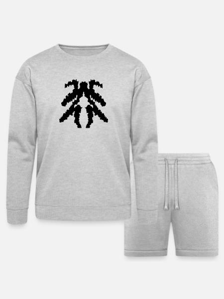 Fractal Dendrite Glyph - Bella + Canvas Unisex Sweatshirt & Short Set - heather gray