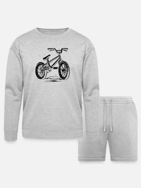 BMX Bike - Bella + Canvas Unisex Sweatshirt & Short Set - heather gray