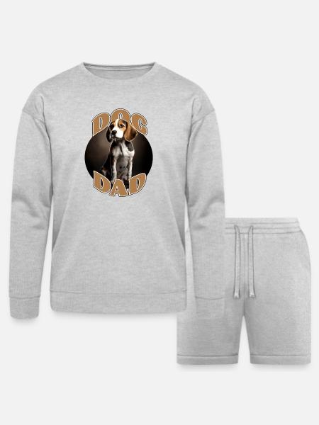 Beagle Dad Graphic Tee - Bella + Canvas Unisex Sweatshirt & Short Set - heather gray