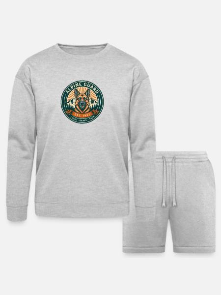 Alpine Guard Badge - Bella + Canvas Unisex Sweatshirt & Short Set - heather gray