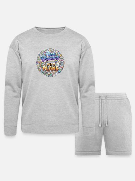 Turn Dreams Into Plans - Bella + Canvas Unisex Sweatshirt & Short Set - heather gray