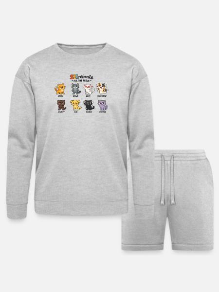 SEL-ebrate All The Feels - Bella + Canvas Unisex Sweatshirt & Short Set - heather gray