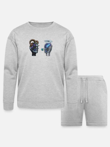 Steampunk Nebula Minds - Bella + Canvas Unisex Sweatshirt & Short Set - heather gray