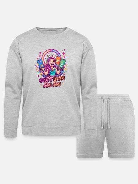 Neon Goddess Streamer - Bella + Canvas Unisex Sweatshirt & Short Set - heather gray