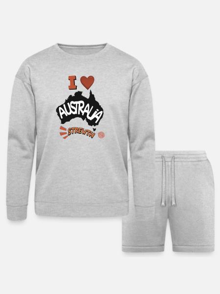 I Love Australia Strewth - Bella + Canvas Unisex Sweatshirt & Short Set - heather gray