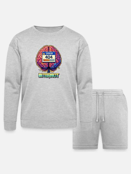 Retro Brain 404 Internet - Bella + Canvas Unisex Sweatshirt & Short Set - heather gray