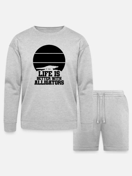 Alligator Silhouette - Bella + Canvas Unisex Sweatshirt & Short Set - heather gray