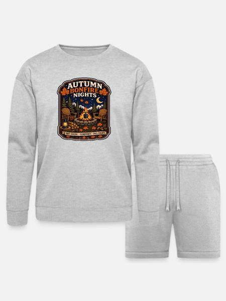 Autumn Bonfire Nights - Bella + Canvas Unisex Sweatshirt & Short Set - heather gray