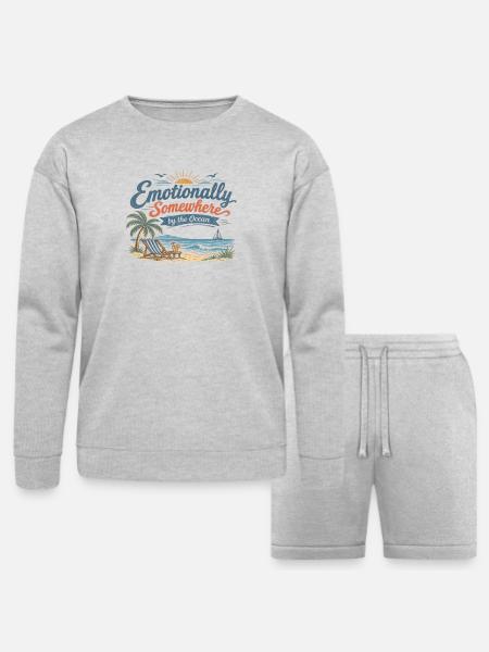 Emotional Oceanic Escape - Bella + Canvas Unisex Sweatshirt & Short Set - heather gray