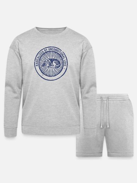 Unconditional Love Sleeping Dog - Bella + Canvas Unisex Sweatshirt & Short Set - heather gray