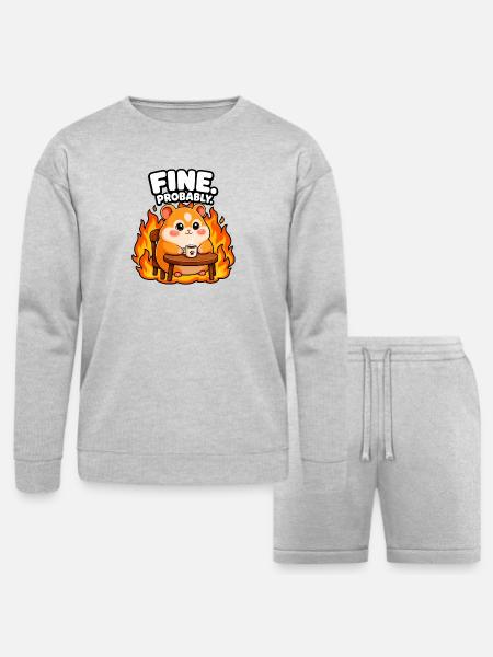 Fine. Probably - Bella + Canvas Unisex Sweatshirt & Short Set - heather gray