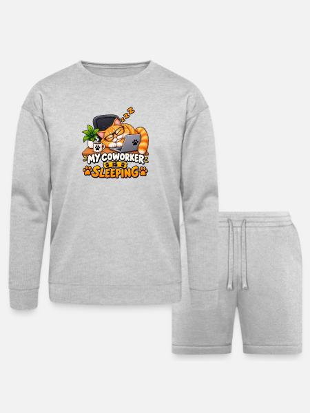 My Coworker Is Sleeping - Bella + Canvas Unisex Sweatshirt & Short Set - heather gray