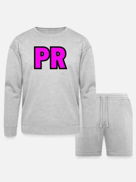 PR Initials Block Logo - Bella + Canvas Unisex Sweatshirt & Short Set - heather gray