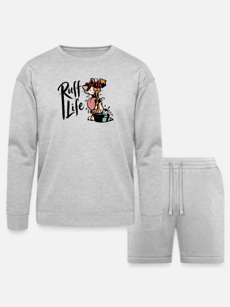 Splashy Sunglasses Pup - Bella + Canvas Unisex Sweatshirt & Short Set - heather gray