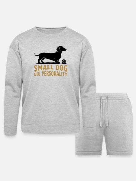 Small Dog Big Personality - Bella + Canvas Unisex Sweatshirt & Short Set - heather gray