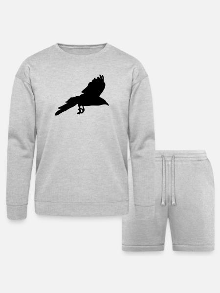 Raven, Crow - Bella + Canvas Unisex Sweatshirt & Short Set - heather gray